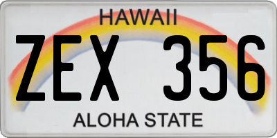 HI license plate ZEX356