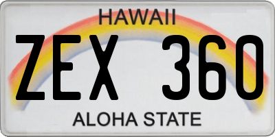 HI license plate ZEX360