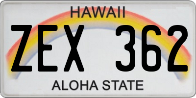 HI license plate ZEX362