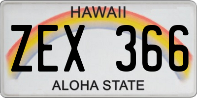 HI license plate ZEX366