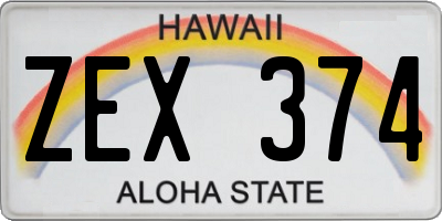 HI license plate ZEX374