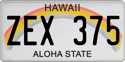 HI license plate ZEX375