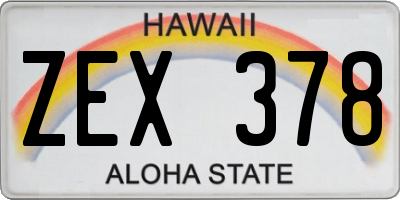 HI license plate ZEX378