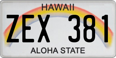 HI license plate ZEX381