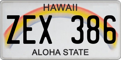 HI license plate ZEX386