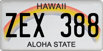 HI license plate ZEX388