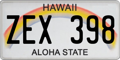 HI license plate ZEX398