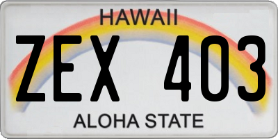 HI license plate ZEX403