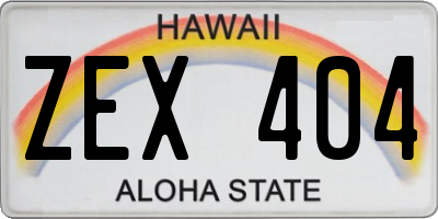 HI license plate ZEX404