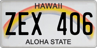 HI license plate ZEX406