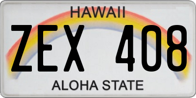 HI license plate ZEX408