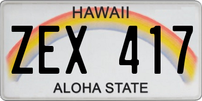 HI license plate ZEX417