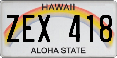 HI license plate ZEX418