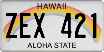 HI license plate ZEX421