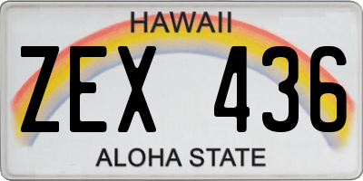HI license plate ZEX436