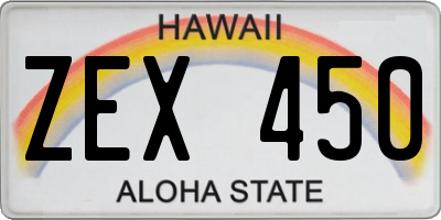 HI license plate ZEX450