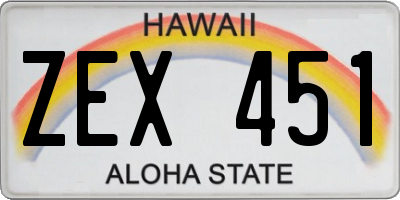 HI license plate ZEX451