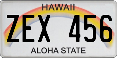 HI license plate ZEX456