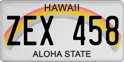 HI license plate ZEX458