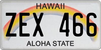 HI license plate ZEX466
