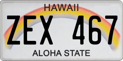 HI license plate ZEX467