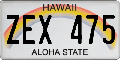 HI license plate ZEX475