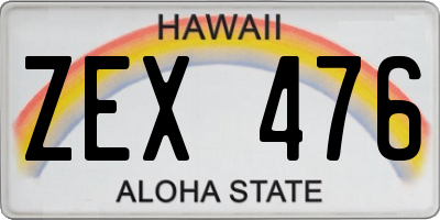 HI license plate ZEX476