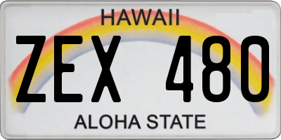 HI license plate ZEX480