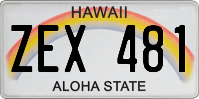 HI license plate ZEX481