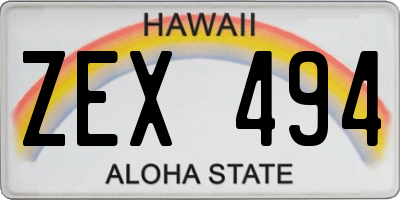 HI license plate ZEX494