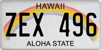 HI license plate ZEX496