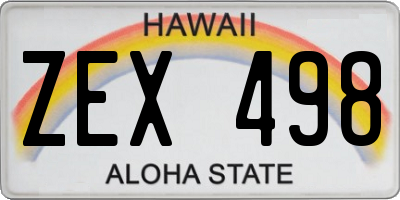 HI license plate ZEX498