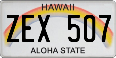 HI license plate ZEX507