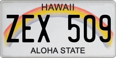 HI license plate ZEX509