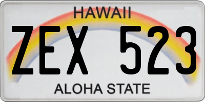 HI license plate ZEX523