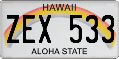 HI license plate ZEX533