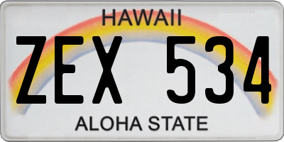 HI license plate ZEX534