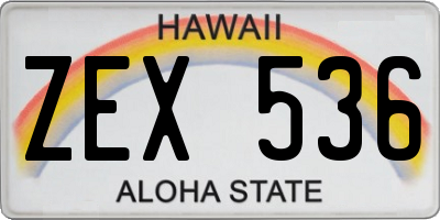 HI license plate ZEX536