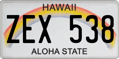 HI license plate ZEX538