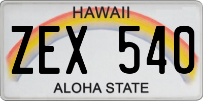 HI license plate ZEX540