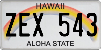 HI license plate ZEX543