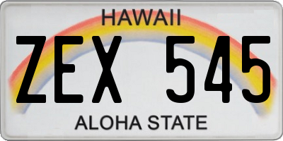 HI license plate ZEX545