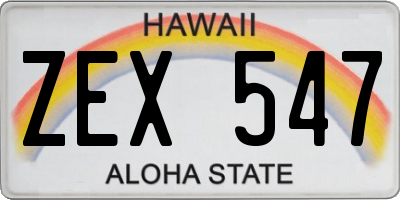 HI license plate ZEX547