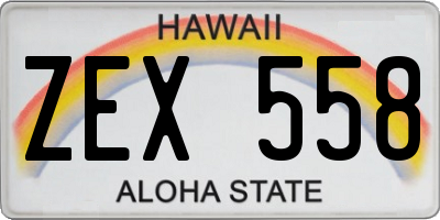 HI license plate ZEX558