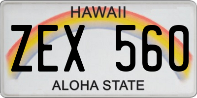 HI license plate ZEX560