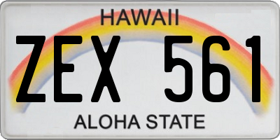 HI license plate ZEX561