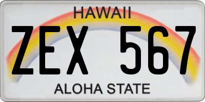 HI license plate ZEX567