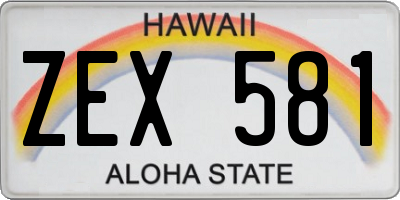 HI license plate ZEX581