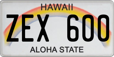 HI license plate ZEX600