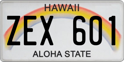 HI license plate ZEX601